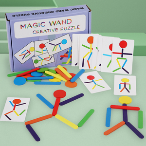 <strong>Logical</strong> Thinking Wooden Sticks Puzzle for Early Education, Creative Cognitive Character Puzzle for Fine Motor Skills Learning