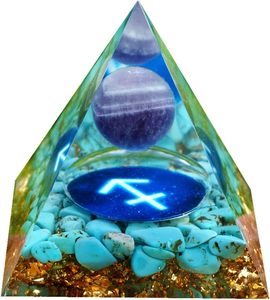 Orgone Pyramid Zodiac Sagittarius Crystal Healing Stone Amethyst Sphere for Positive Energyチャクラレイキ保護 - Product Image 1