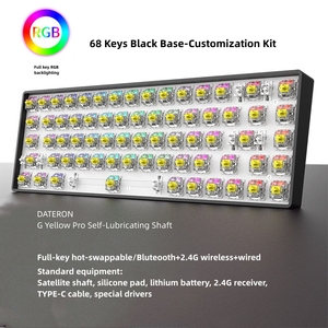 Kit de teclado mecánico Grizzly negro personalizado, luz RGB, Bluetooth, tri-modo, 2,4G, ejes de teclado inalámbricos con cable - Product Image 4