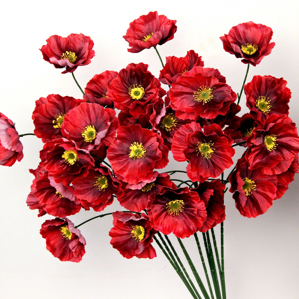 Amapola roja de 3 cabezas / unidad