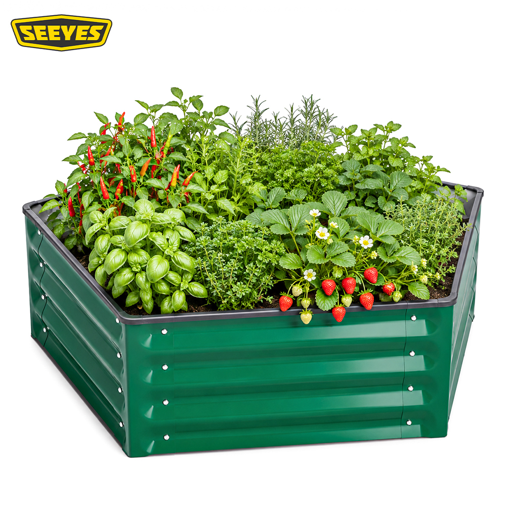 Vert foncé + lit de jardin surélevé