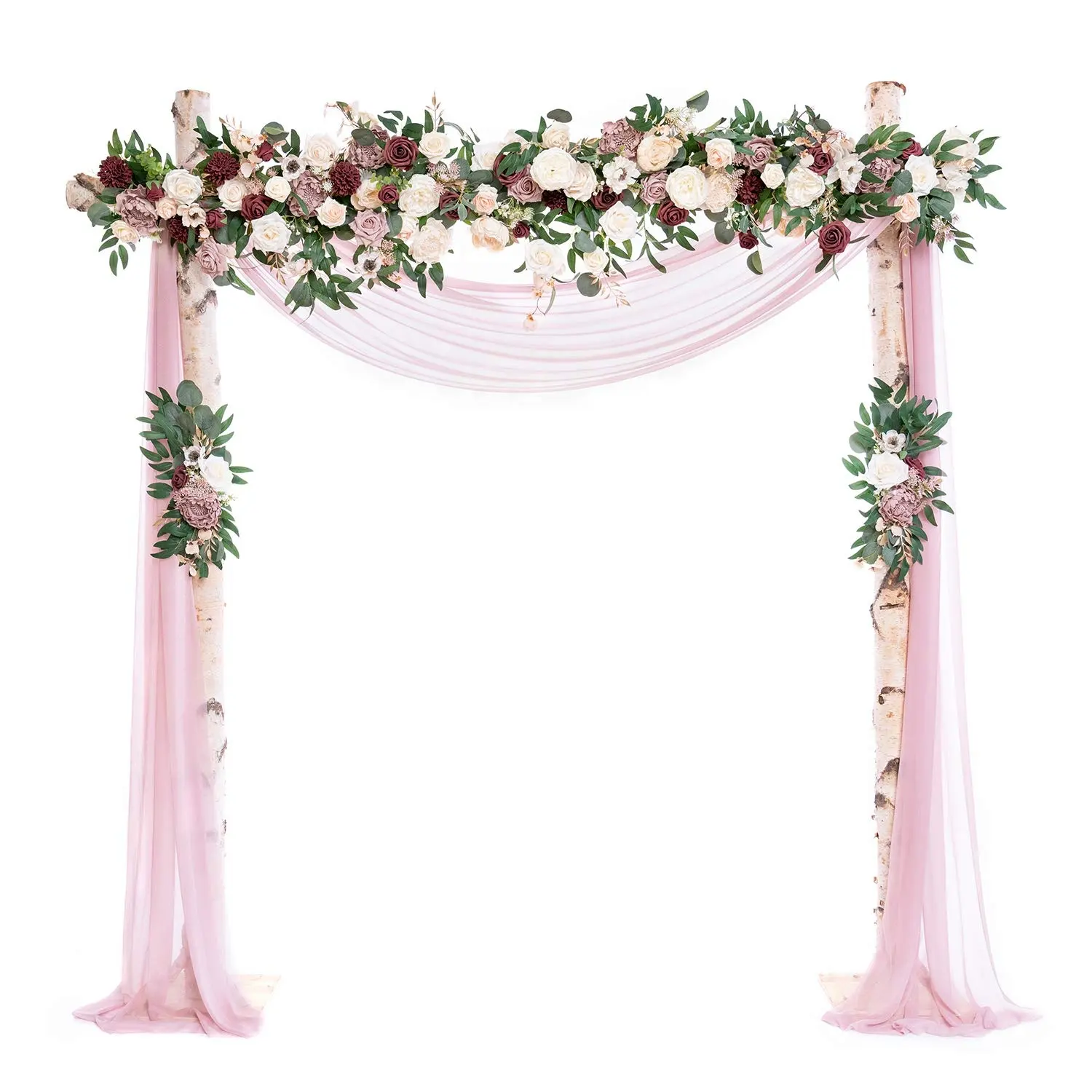 Wedding Arch Decoration Silk Artificial Flower Row Runner Rose With Leaves Floral Garland Runner Flower Arrangement