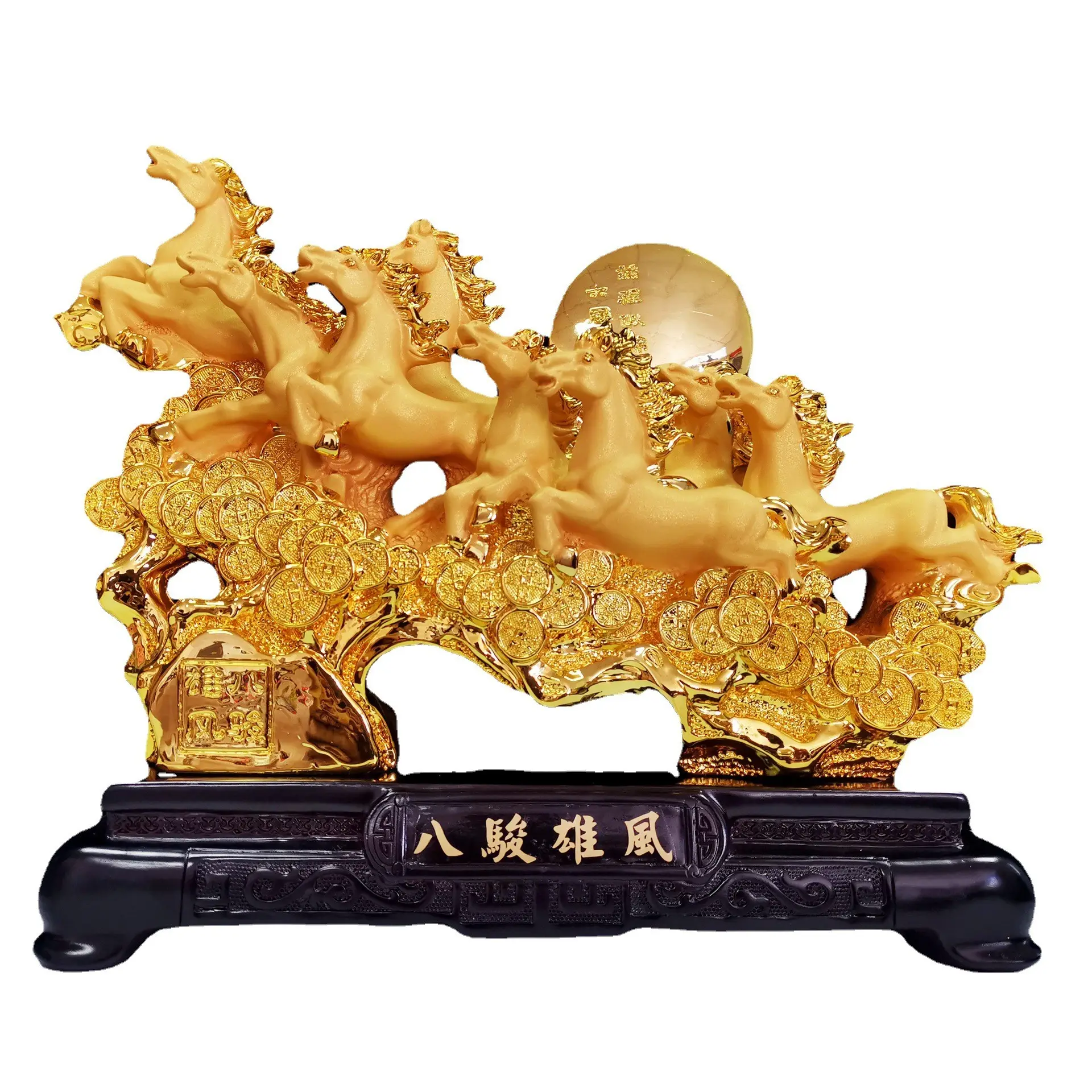 2023 artigianato in resina otto cavalli statua Feng Shui cavallo scultura arte cavallo figurina decorazione della casa ornamento mascotte