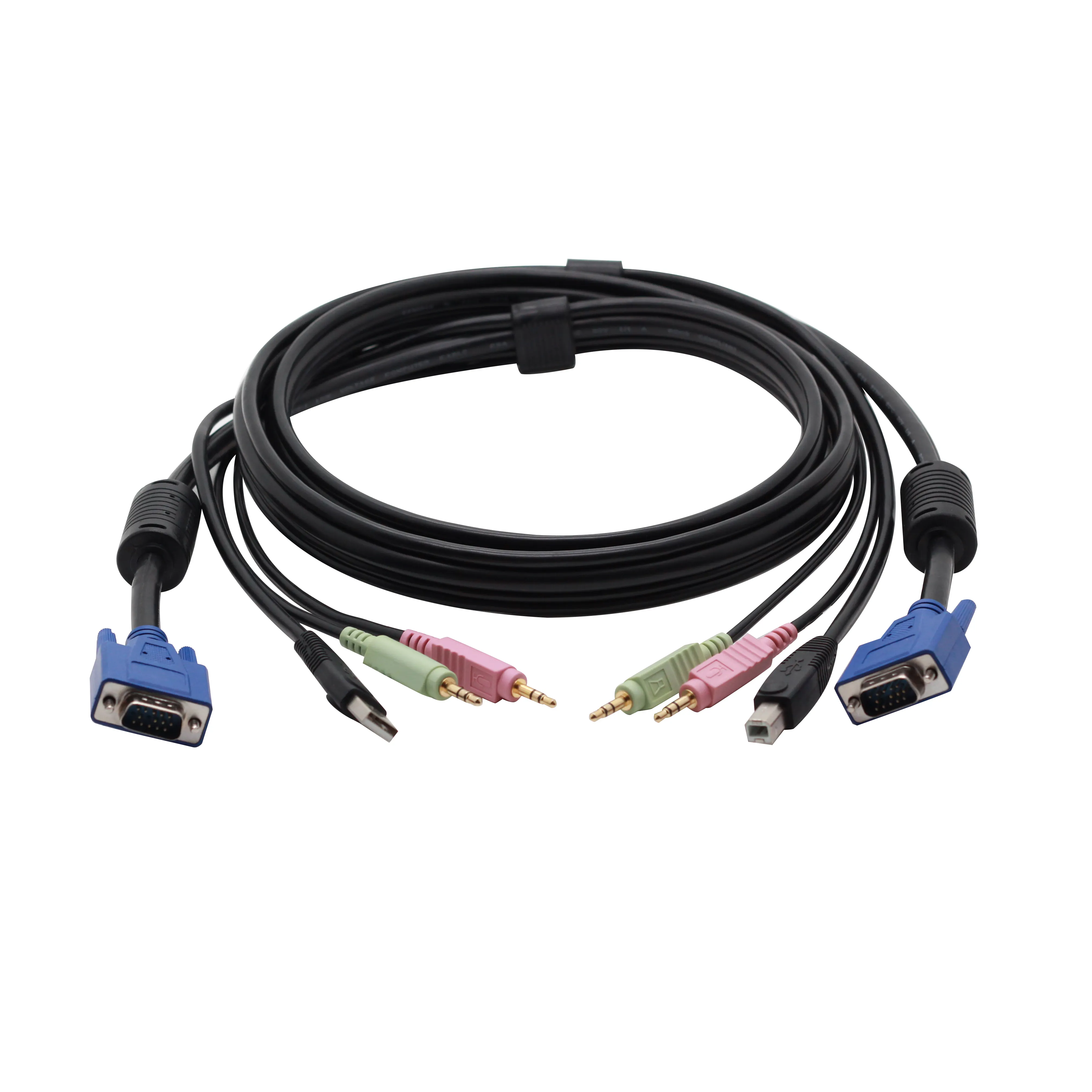 6ft 4-in-1 USB KVM VGA 케이블 3.5mm 스테레오 오디오 플러그 변환 케이블 VGA USB2.0 오디오 비디오 마이크 케이블 커넥터 모두 하나