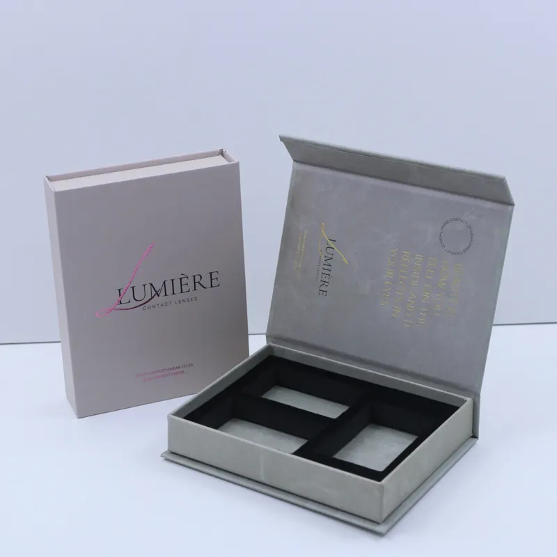 Caixa cosmética magnética pequena personalizada com tampa do ímã Cor lentes de contato caixa embalagem fecho magnético caixa de presente rígida