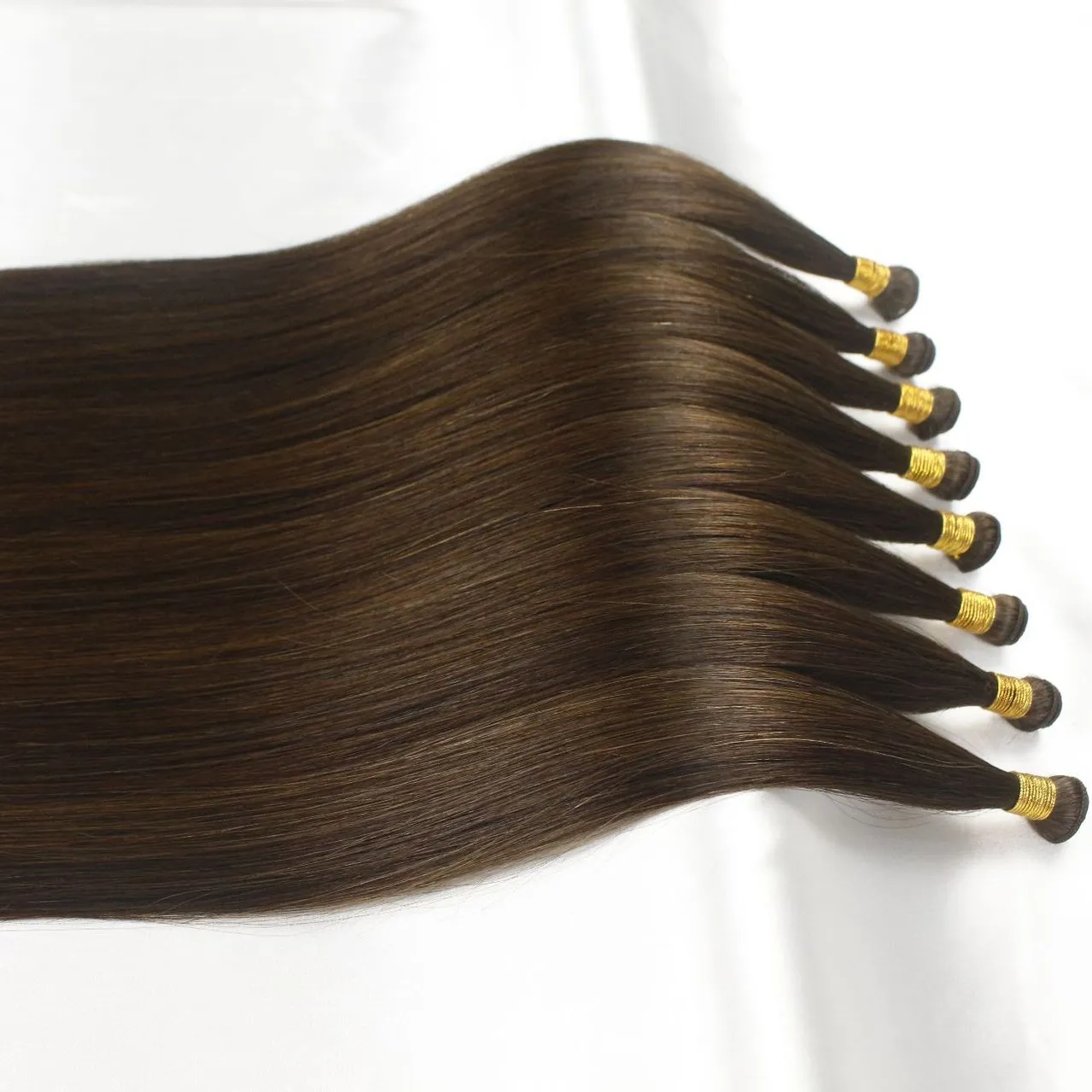 Extensions de cheveux humains russes vierges à cuticules alignées 100%, trame Invisible attachée à la main, couleur naturelle, trame Genius