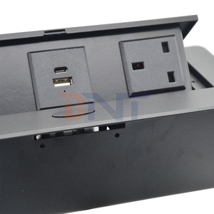 Custom Pop-Up Electric Power Socket with 2 AC Outlets <strong>UK</strong> Plug Flush <strong>Mount</strong> Design for Tabletop Meeting &amp; Conference Tables - Product Image 5