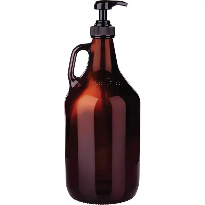 Mezzo gallone 2L chiaro ambra vaso di vetro 64oz bottiglia di acqua di vetro con coperchio di plastica nera per la pompa di sciroppo estratto di vaniglia