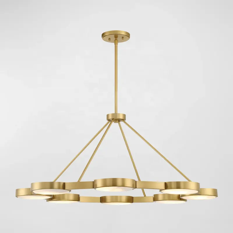 Canada Woonkamer Rond Plafond Luxe Kroonluchter Messing Goud Pedant Licht Amerikaanse Vintage Metalen Armatuur Hanglamp