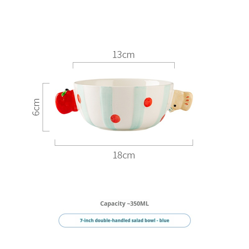 Ensaladera azul de 7 pulgadas con doble asa (32 unidades/caja)