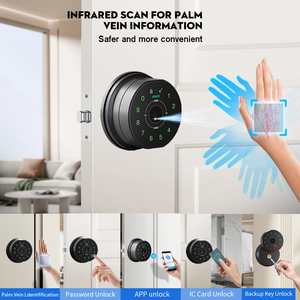 YOSEC Palm ven tanıma akıllı sürgülü kilit ve Bluetooth ve APP kontrol açıklığı ile anahtarsız giriş kapı kilidi - Product Image 2