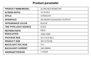 Pantalla LED de 19 pulgadas, resolución 1400, 900, PC, monitor de computadora de escritorio, pantalla LCD - Product Image 2