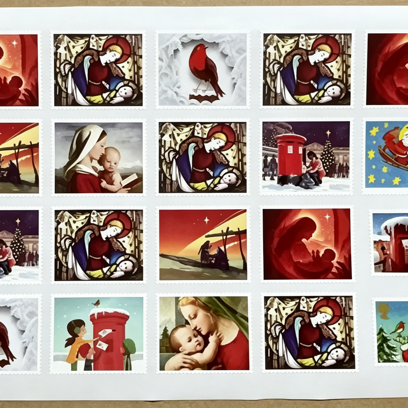 Bleu foncéUK 20 x timbres de la Vierge de Noël de 1ère classe