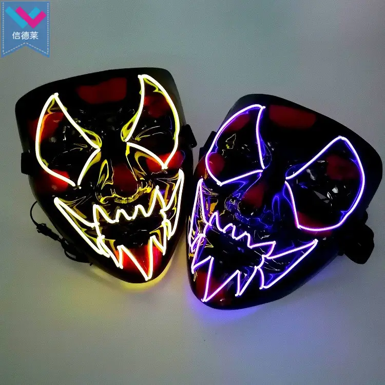 Mascarilla LED brillante para fiesta de Halloween, máscara de Carnaval de terror para decoración de fiesta, Luminou, TW-M064, nuevo estilo
