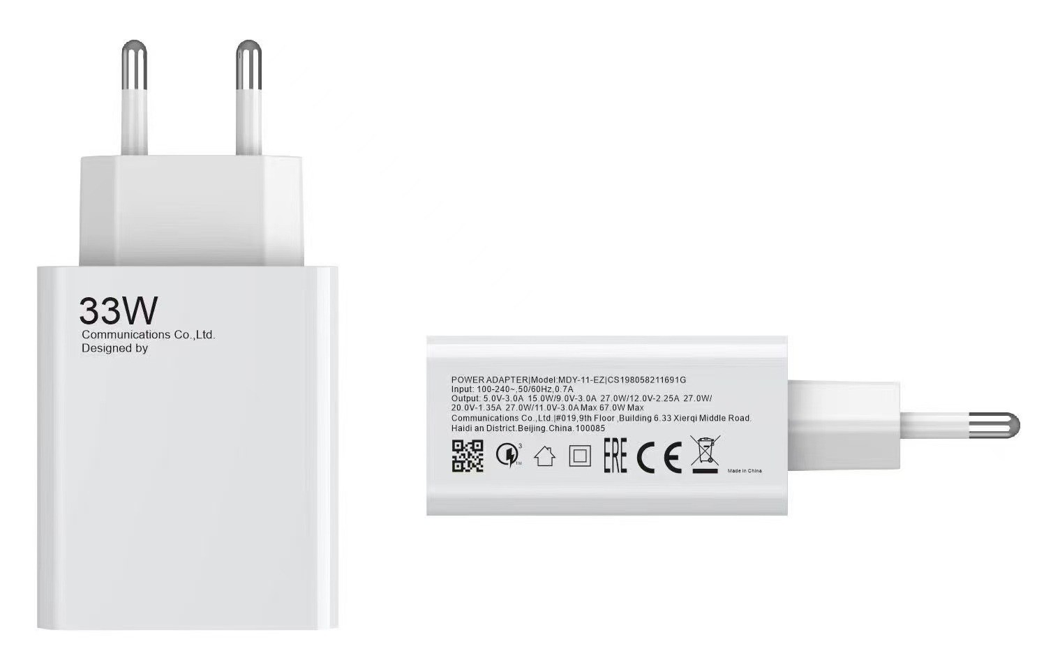 Cargador individual blanco de 33W