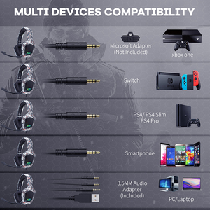 ONIKUMA K20 kamuflaj oyun mikrofonlu kulaklıklar RGB ışık kablolu gürültü azaltma kulaklık PS4 Xbox One PC kulaklık oyun - Product Image 5