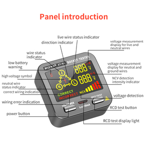 ZOYI-Probador de circuito de enchufe para la UE, Reino Unido, EE. UU., Flecha de uso inteligente para indicar la posición de la línea, probador de fugas de enchufe con pantalla led - Product Image 2