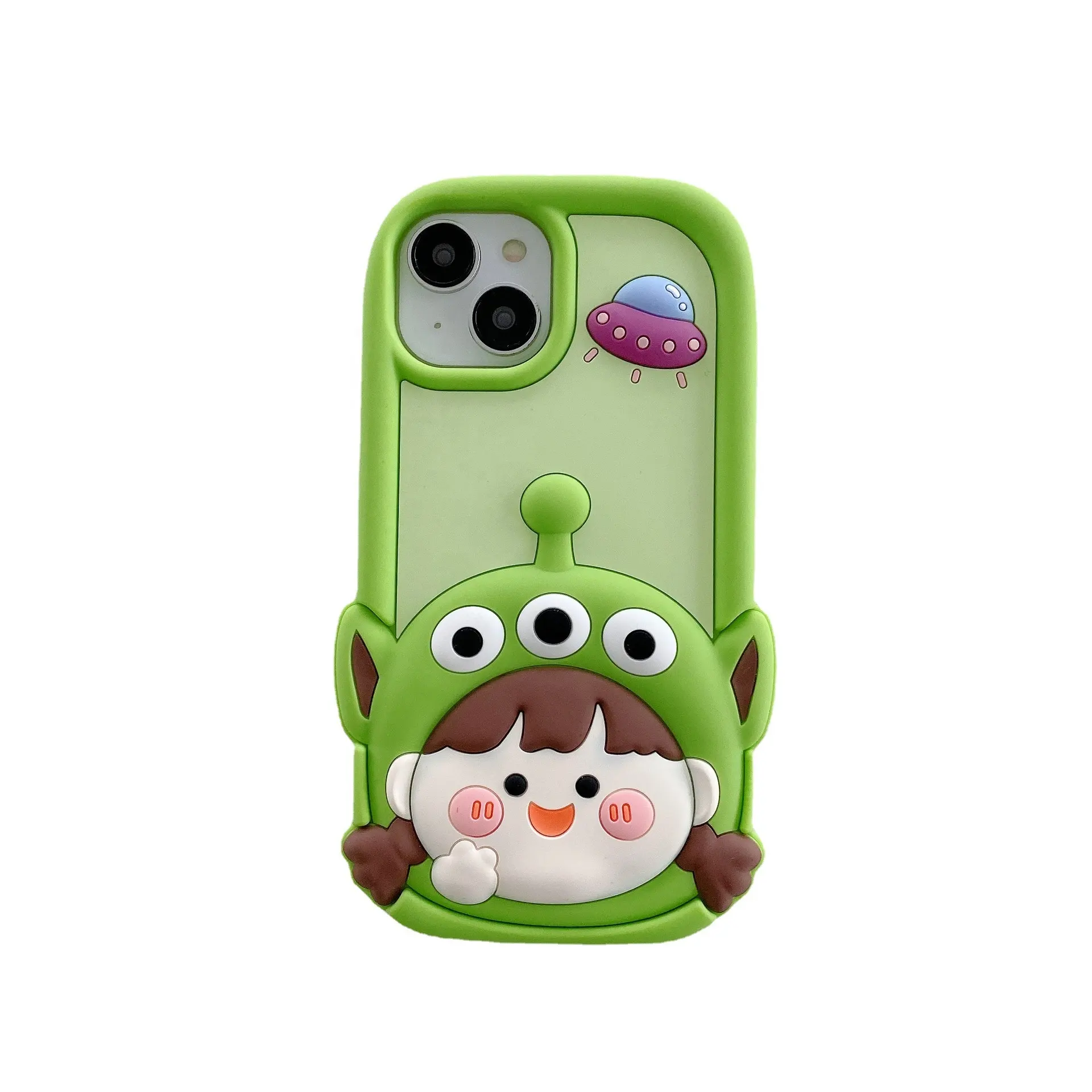 Japan South Korea Cute Silicone Three eyes Baby Girl Silicone Mobile Phone Accessories Cover Case For iPhone 12 13 14 15 Pro Max