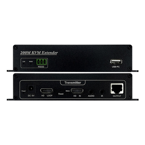 1080P IP电缆连接高清发射器接收器<span class=keywords><strong>KVM</strong></span>扩展器200米传输距离