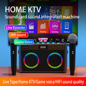 Mini altavoz de karaoke para exteriores con luces LED Tarjeta de sonido inalámbrica Conexión BT para fiestas 30W Salida de potencia Funciona con pilas - Product Image 3
