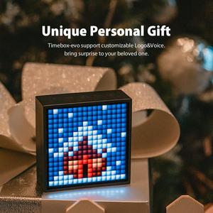 Divoom Timebox Evo蓝牙便携式扬声器，带时钟闹钟可编程发光二极管显示器，用于像素艺术创作独特礼品