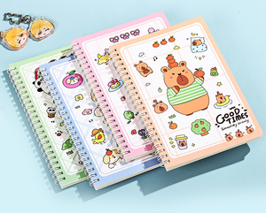 Yaratıcı A5 bobin kitap karikatür tarzı gençlik 32k kalın yatay çizgi özelleştirilebilir gevşek yaprak çalışma kitap kağıt adres defteri - Product Image 6