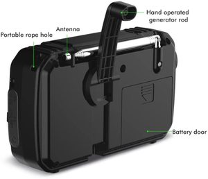 Solar Powered Dynamo <strong>Wind</strong> <strong>up</strong> Rechargeable AM FM WB Radio 3000mah Lithium <strong>LED</strong> Torch Dynamo Multifunction Portable Solar Radio - Product Image 4