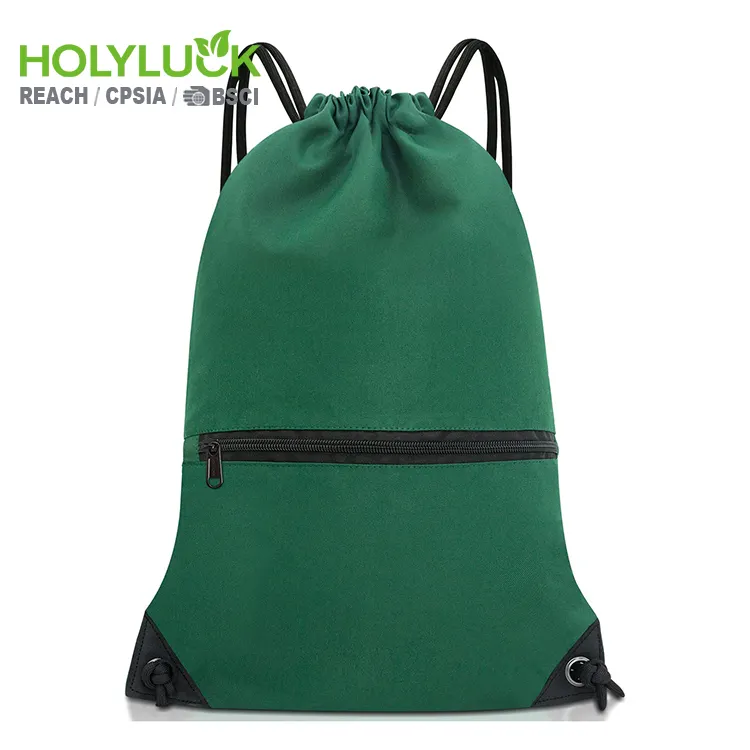 Holyluck Polyester individuell bedruckte Kordel zug Tasche wasserdichte benutzer definierte Nylon Kordel zug Rucksack Tasche mit Taschen