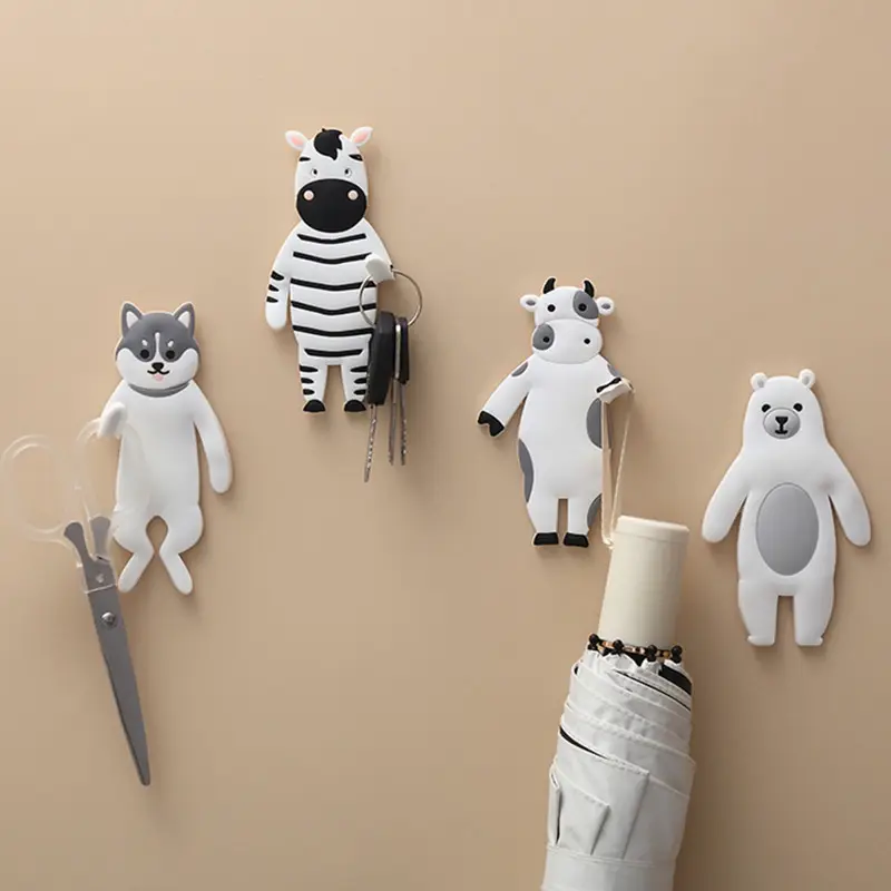 素敵な動物の家族のフック猫犬クマ冷蔵庫ホワイトボードステッカー冷蔵庫ギフトは家の装飾の壁のフックを洗うことができます