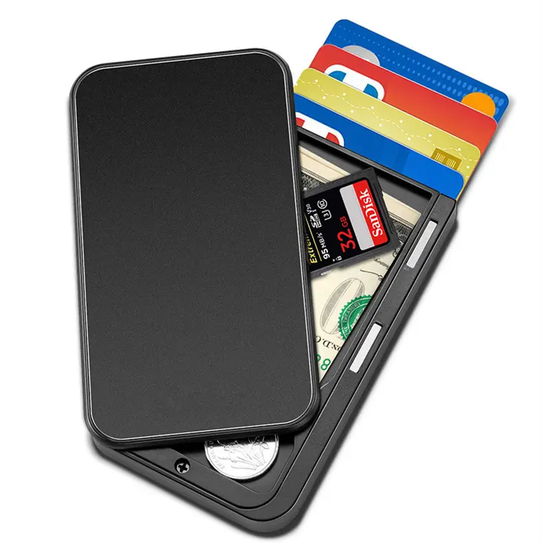 Billetera deslizante con tapa para tarjetas de crédito para hombre y mujer, billetera delgada minimalista de bolsillo frontal RFID con banda como Clip para dinero