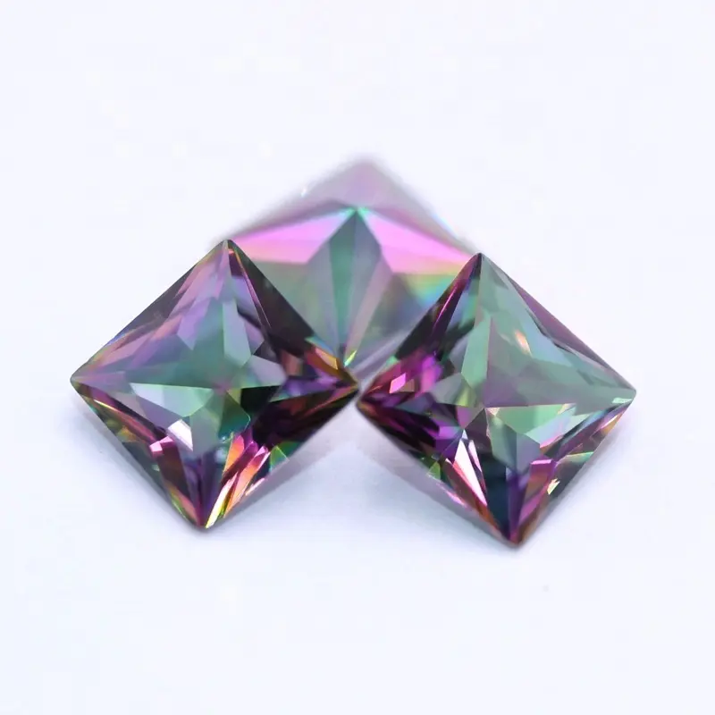 Redleaf-gemas místicas de arcoíris, amatista, Diamante cortado, forma cuadrada, piedras preciosas de cristal