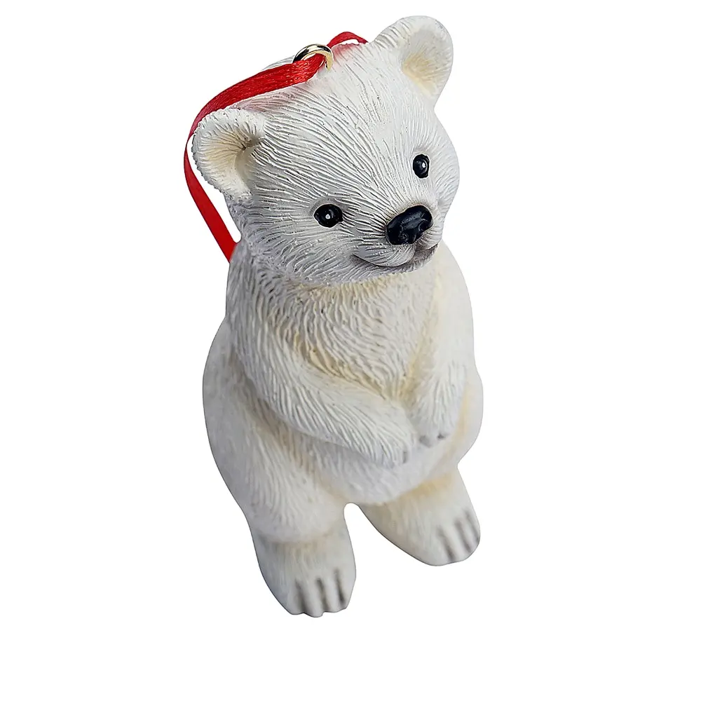 Personalizado Navidad Souvenir Oso Blanco animal poliresina venta al por mayor oso árbol de Navidad ornamento