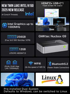 Intel N150 MIni PC Win 11 Pro &amp; Linux OS Desktop PC Mini PC 12GB LPDDR5 64GB Emmc with M.2 2280 Slot*4 Portable <strong>Computer</strong> Host - Product Image 2