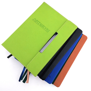Venda quente Personalizado PU couro sintético capa notebook <span class=keywords><strong>Softcover</strong></span> formal negócios estilo Revistas com bolso de papel