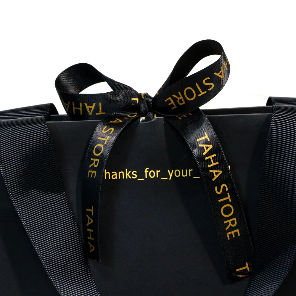 Kunden spezifische Marke Logo Verpackung Taschen Luxus Geschenk Tasche Boutique Papiertüte mit Band Griffe bolsas de papel