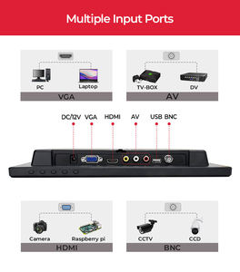 7 8 9 10 10.1 12 12.1 13.3 Inch <strong>Lcd</strong> CCTV <strong>Monitor</strong> Full HD Remote Control VGA AV <strong>BNC</strong> USB <strong>Input</strong> Wall Mount <strong>TFT</strong> CCTV <strong>Monitor</strong>