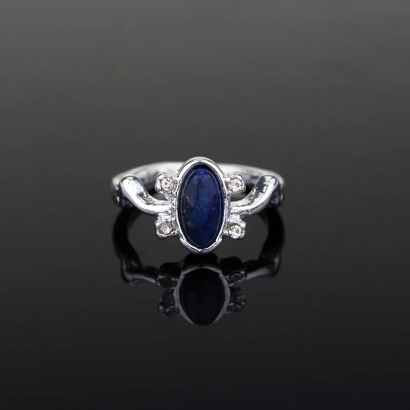 Anillo Vintage de cristal con lapislázuli para mujer, anillo con Aries de vampiro, anillo con lapislázuli azul, joyería para películas