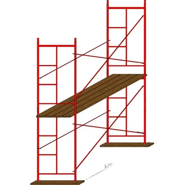 Cadre d'échafaudage peint par appui d'échafaudage de bâtiment pour le matériel de construction