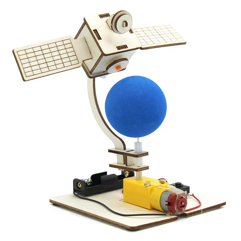 Modèle de satellite en orbite auto-bricolage pour enfants jouets d'apprentissage matériel éducatif en bois pour enfants