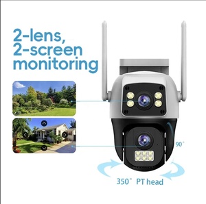 V380 Pro Outdoor WIFI Dual Lens Human Detection <strong>Camera</strong> System Waterproof Network CCTV Bullet PTZ Linkage <strong>Camera</strong>