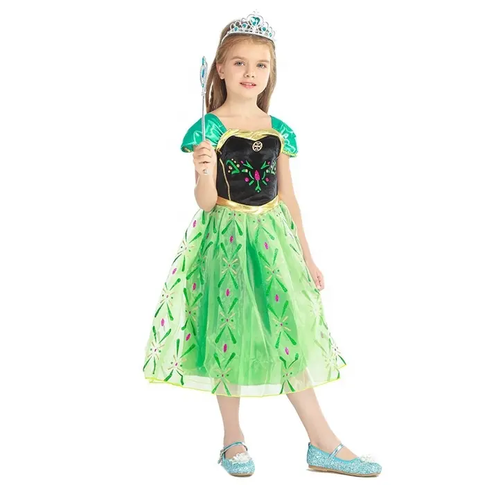 Vestido de princesa Anna para niñas de TV y películas, vestido de fiesta de nieve, Cosplay, Halloween, Navidad, cumpleaños