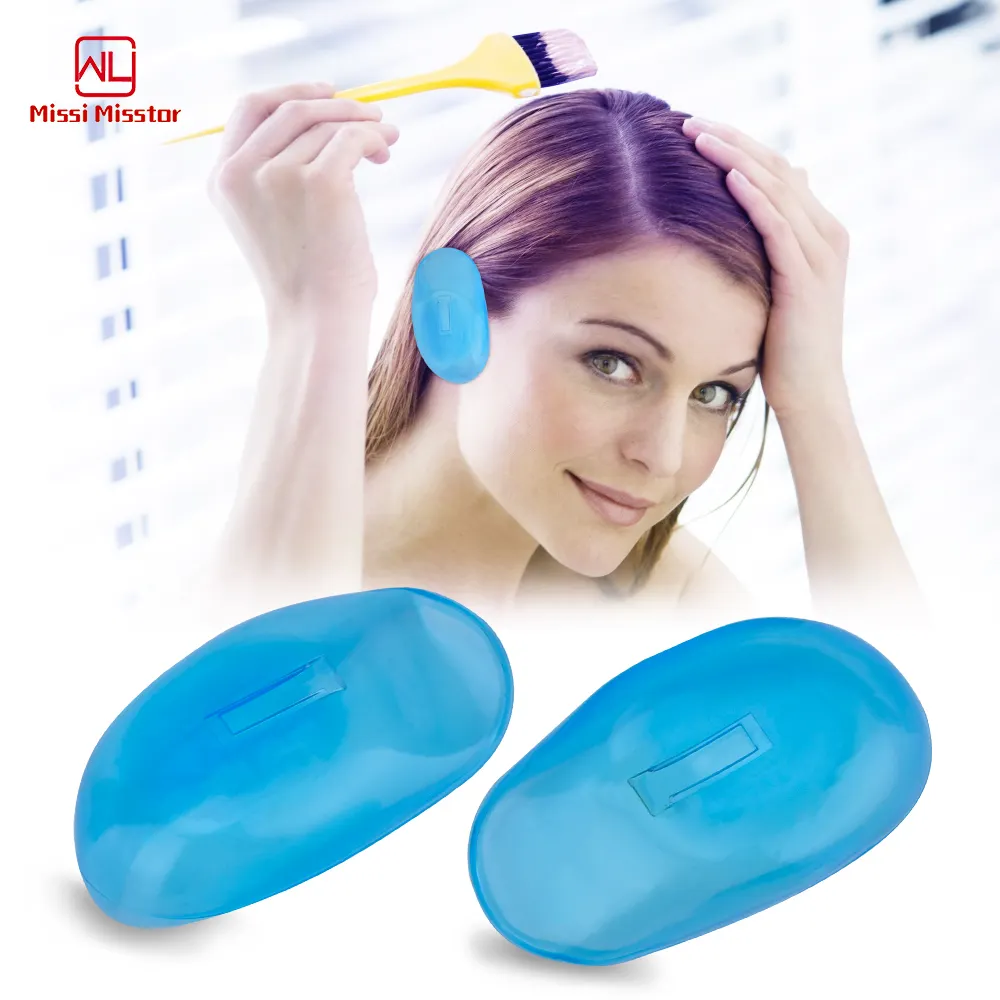 Tinture per capelli di vendita calda scudo protettivo trasparente in Silicone copricorecchio impermeabile copricostume