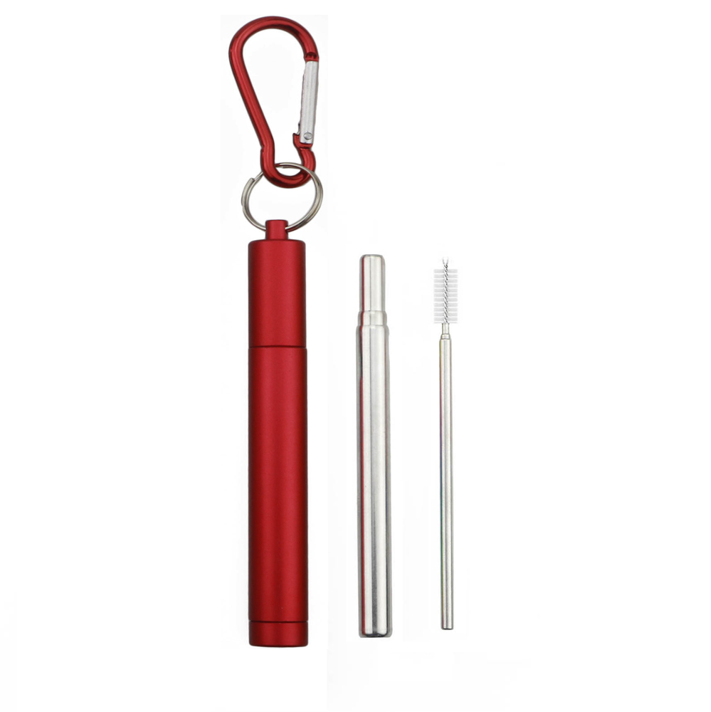 Red with silver straw