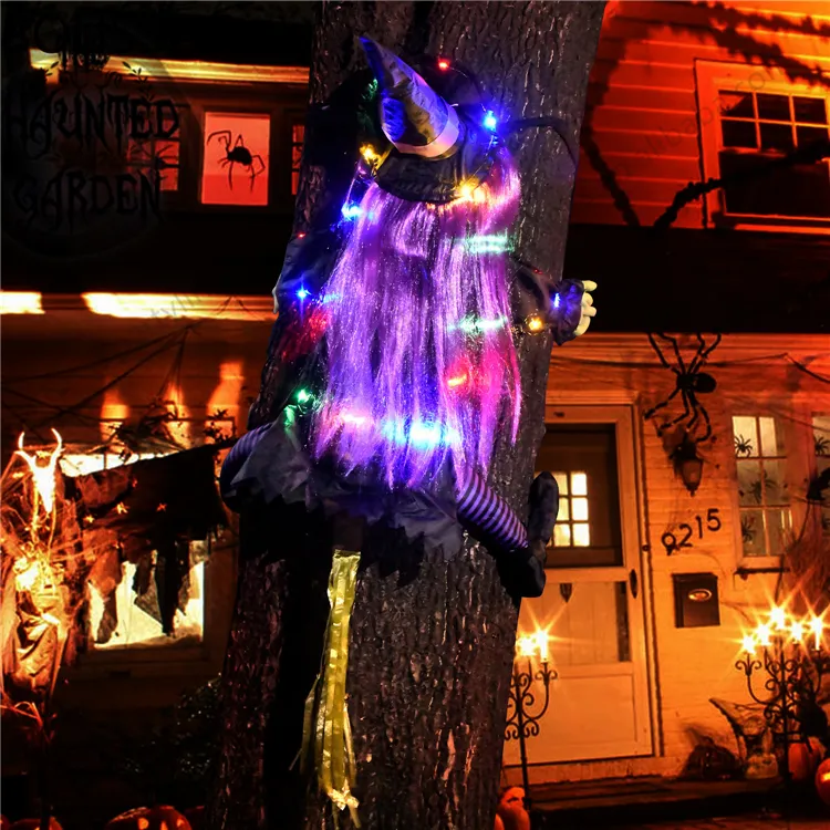 Decoración de Halloween, árbol trepador, bruja, luces LED, árbol de bruja, fiesta de Brujas, decoraciones colgantes, accesorios de diseño