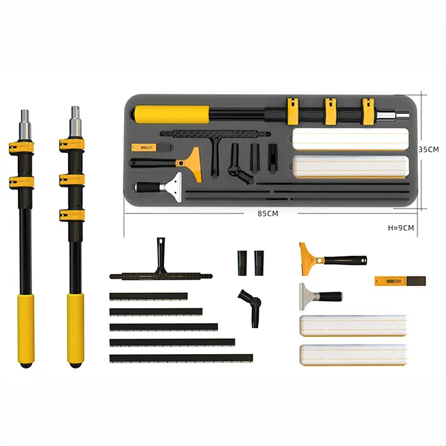 Extentool 15-delig Raamwissergereedschap Met Verlengpaal Vervangende Rubberen Raamreinigingsstaafapparatuur