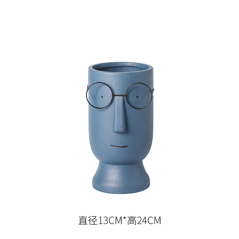 Ak067 Vase bleu avec verres