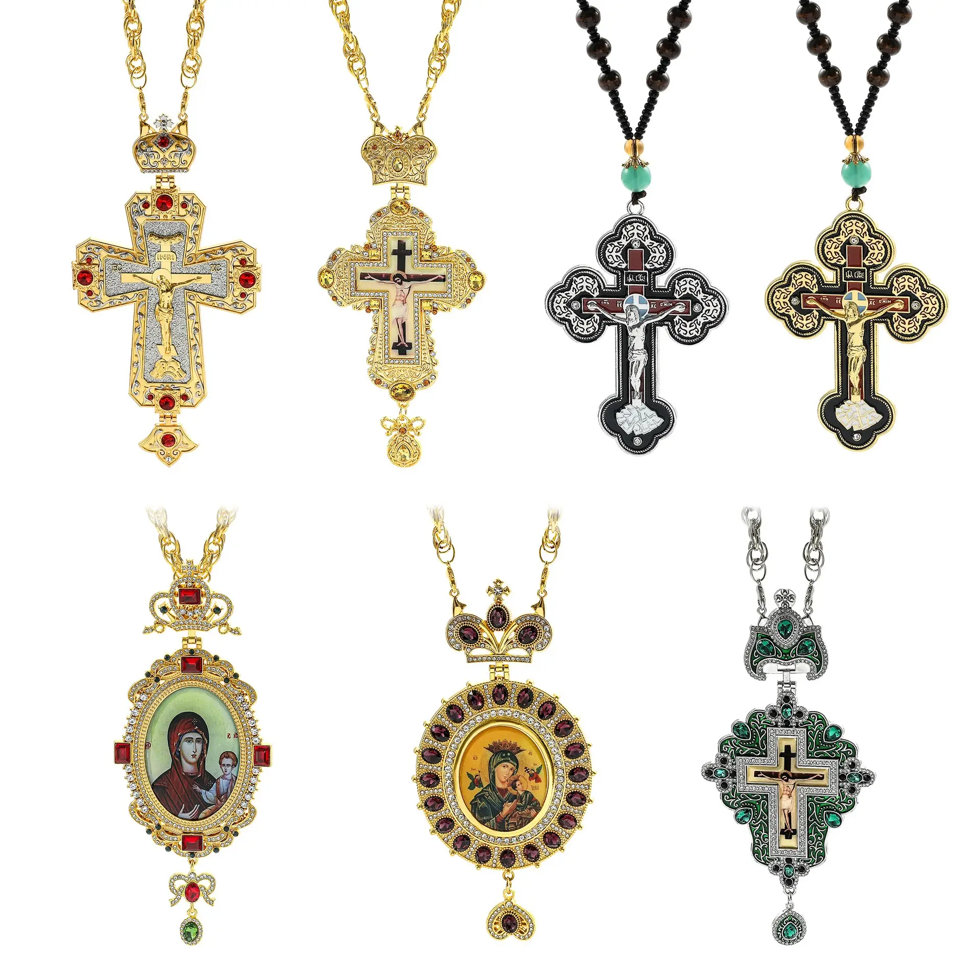 Gold russisch-griechisch-orthodox Jesus der Götter-Ikonie Brustkreuz Anhänger-Halsband für kirchenbischofs spirituelles Geschenk