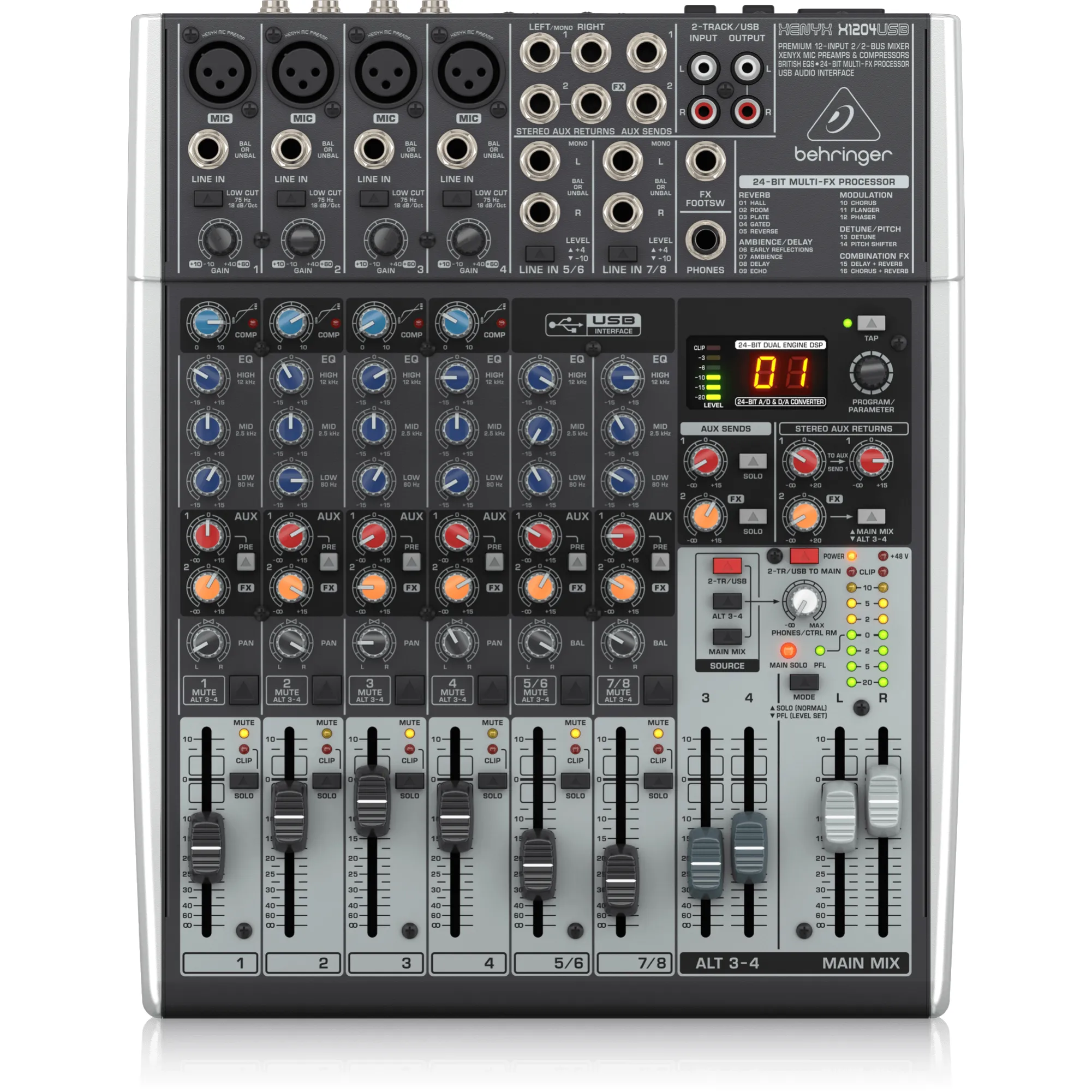Behringer X1204USB8チャンネルPaシステムデジタルミキサーコンソールステージレコードライブショー音楽機器オーディオミキサー