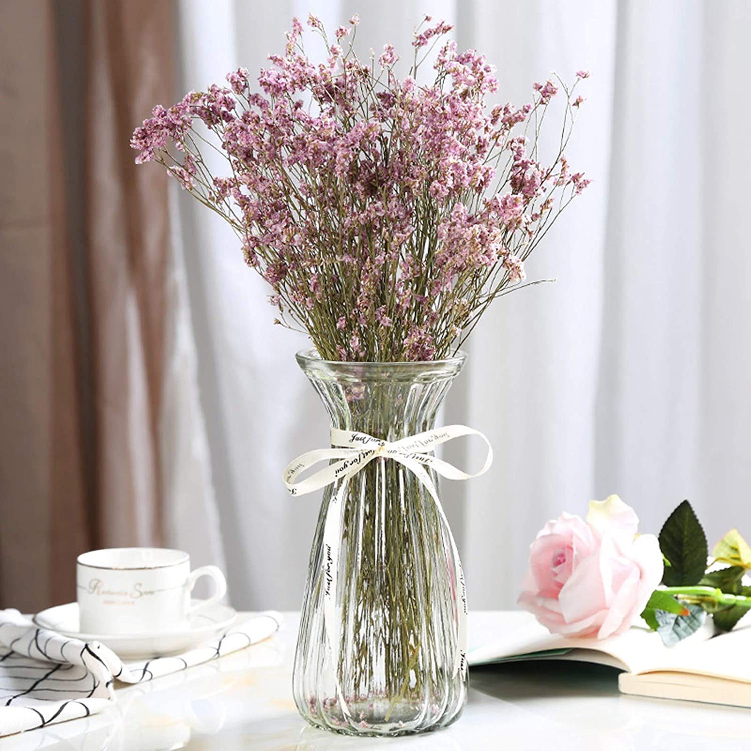 Modern Simple Style Handmade Lead Free Crystal Factory Price Transparent Glass Vases Set of 3 Size for Home Living Room