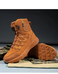 Mùa Đông Chiến Thuật Khởi Động Người Đàn Ông An Toàn Chiến Đấu Khởi Động Len Lót Dây Kéo-up Da Bò Không Thấm Nước Vamp Cao Su Duy Nhất Cho Tất Cả Các Mùa - Product Image 5